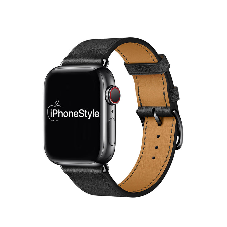 Fekete Bőr Apple Watch szíj - iPhoneStyle.hu