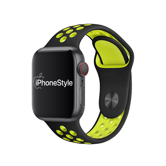 Fekete-Neonzöld Sport Apple Watch szíj - iPhoneStyle.hu